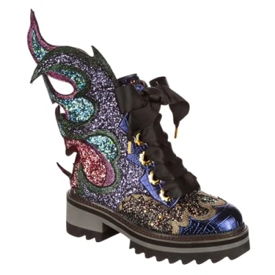 Image of Irregular Choice Fyre Bug Boots, Purple Multi, EUR 38 (UK 5)