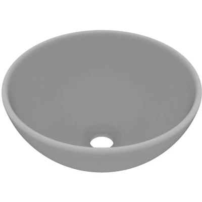Image of vidaXL Luxury Bathroom Basin Round Matt Light Grey 32.5x14 cm Ceramic