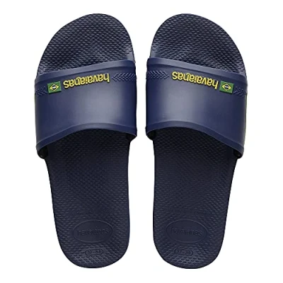 Image of Havaianas Unisex Adult&#039;s Slide Brasil Flip Flops, Blue, Navy 3/4 UK
