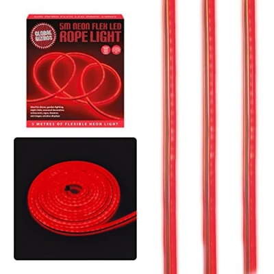 Image of Global Gizmos 5m LED Neon Flex Rope Light Red