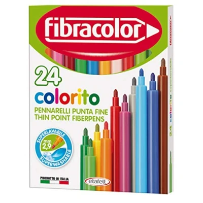 Image of FIBRACOLOR Colorito Pack of 24 Super Washable Fine Tip Pens