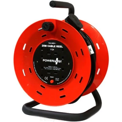 Image of 4 WAY HEAVY DUTY CABLE 25M METER EXTENSION REEL LEAD MAINS SOCKET 13 AMP NEW