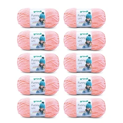Image of Gründl Funny uni Knitting &amp; Crochet Yarn (Velvety Chenille 100% Polyester, 10 x 100 g / 120 m, Needle Size: 5 6), Apricot