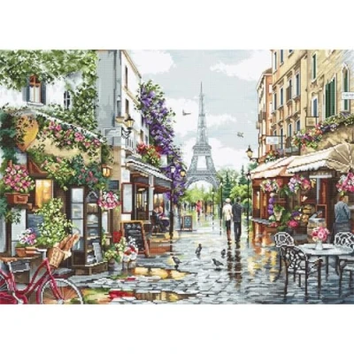 Image of Luca S Counted DIY Cross Stitch Kit, Paris in Flowers, B2365, Kit for Adults, Embroidery &amp; Needlecraft
