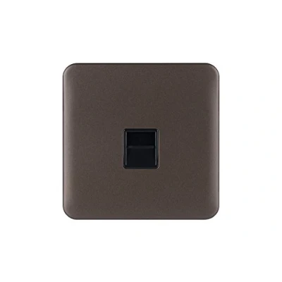 Image of Schneider Electric Lisse Screwless Deco Single Telephone Socket, Master, GGBL7061BMB, Mocha Bronze with Black Insert