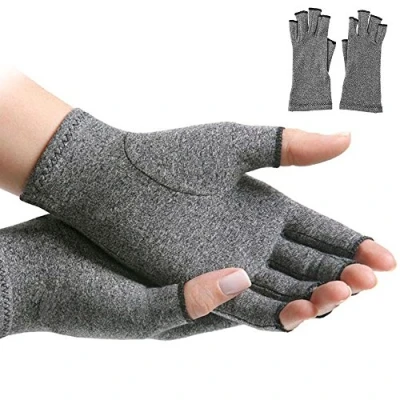 Image of littlegrasseu 1Pair Arthritis Compression Gloves for Women Doctor Written Handbook Relieve Symptoms Raynauds Disease Carpal Tunnel (Dark Grey, L)
