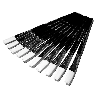 Image of Major Brushes White Sable Substitute Flat 1/2&quot; (13mm) Set of 10