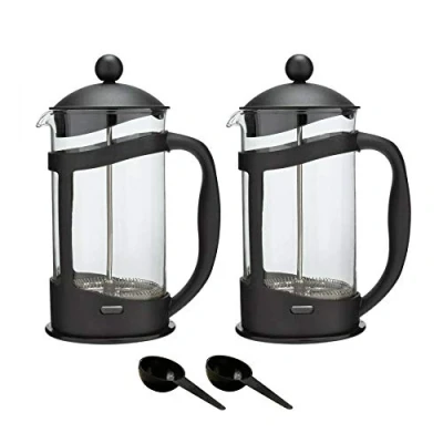 Image of 1 Litre Black Plastic Cafetiere French Press Pot (Makes 8 Cups) Set of 2