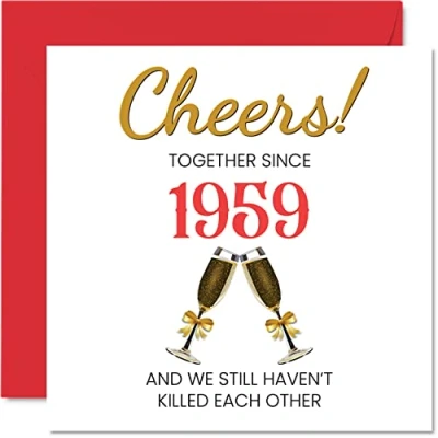 Image of Funny Blue Sapphire Anniversary Card for Husband Wife Together Since 1959 Happy 65th Wedding Cards, I Love You Gifts, 145mm x Greeting Cards Sixty Fifth Anniversaries