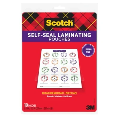 Image of Scotch® Self Sealing Laminating Pouches LS854 10G, Gloss Finish, Letter Size (Pack of 10)