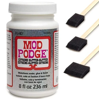 Image of Mod Podge 8oz Extreme Glitter with 3 Foam Brushes