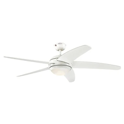 Image of Westinghouse Lighting 72070 Bendan LED 132 cm Five Blade Indoor Ceiling Fan, White Finish with Hammered Accents, Dimmable Light Kit Opal Frosted Glass, Remote Control Included