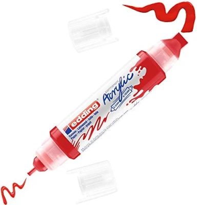 Image of edding 5400 acrylic 3D double liner red 1 colour tube 2 nozzles 3,5 10mm paint for canvas, painting boards and wood waterproof acrylics in artist quality colours