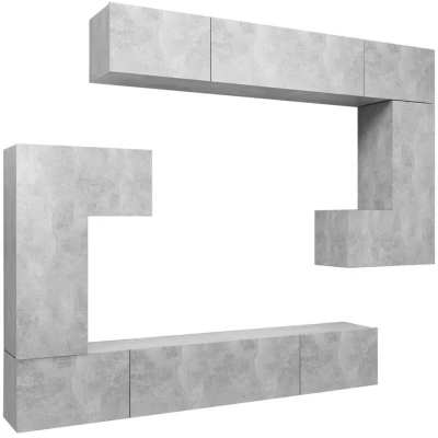 Image of vidaXL 8 Piece TV Cabinet Set Concrete Grey Engineered Wood