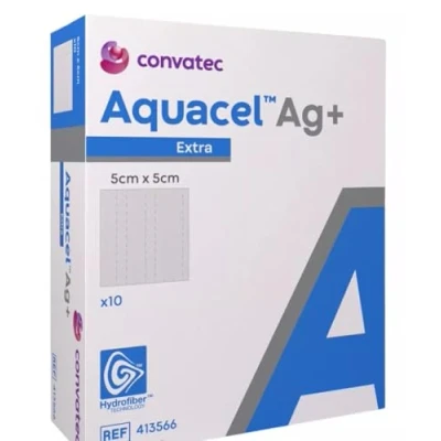 Image of Aquacel AG Extra Silver Hydrofiber Wound Dressing 5cm x 5cm, 2&quot;x2&quot; x10 420671