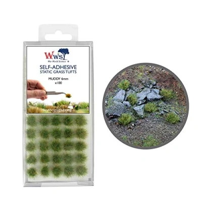 Image of War World Scenics Self Adhesive Static Grass Tufts x 100 Muddy, 6mm Model Railway Wargame Scenery Railroad Modelling Diorama Miniature Hobby Tabletop