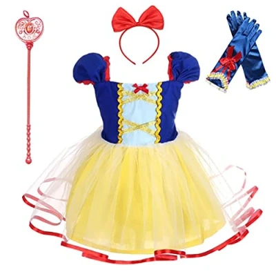 Image of Lito Angels Princess Snow White Fancy Dress Up Costume for Girls Kids Birthday Party Tulle Skirt with Accessories Age 2 3 Years 102