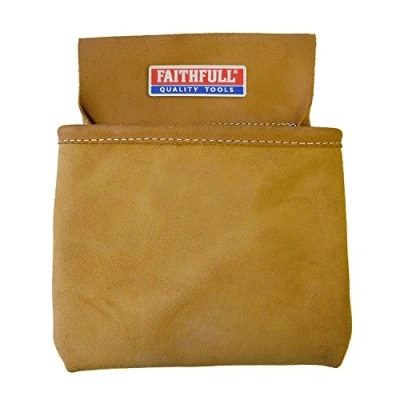 Image of Faithfull Tan Suede Single Nail Pouch For Tool Belt