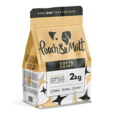 Image of Pooch &amp; Mutt Soft Shiny, Complete Grain Free Dry Dog Food for Skin and Coat, Herring Linseed, 2kg