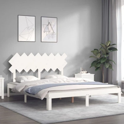 Image of vidaXL Bed Frame without Mattress White 160x200 cm Solid Wood Pine