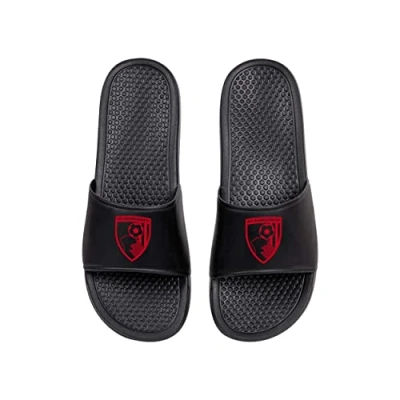 Image of FOCO Championship Football AFC Bournemouth Fan Summer Shower Pool Sliders Mens Size 12/13