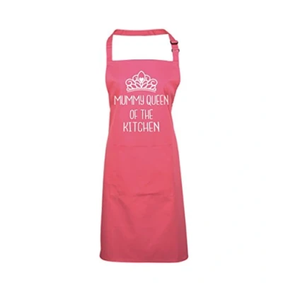 Image of Edward Sinclair Fuchsia Apron Mummy Queen of The Kitchen Design 2 with White Print