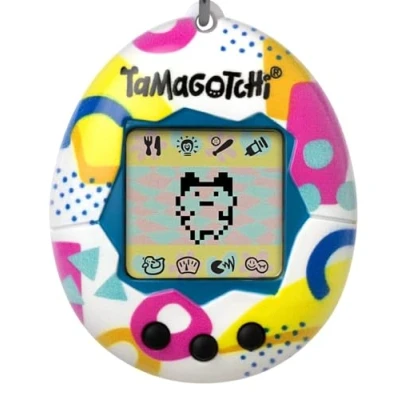 Image of Bandai Tamagotchi Original Memphis Shell Cyber Pet 90s Adults and Kids Toy with Chain Retro Virtual Pets are Great Boys Girls Toys or Gifts for Ages 8+