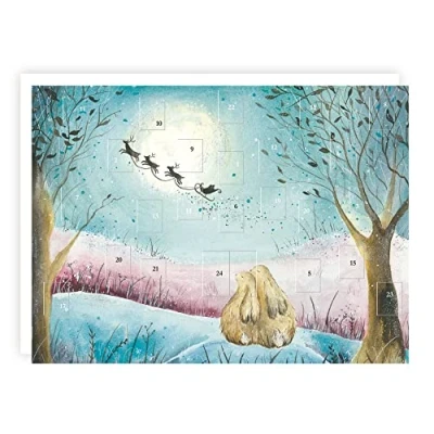 Image of Traditional Advent Calendar Rabbits Watching Santa No Chocolate