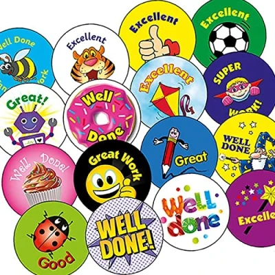 Image of 1050 Mixed Motivational Childrens Pupils Teachers School Praise Reward Stickers Value Pack 25mm Primary Teaching Services