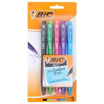 Image of BIC Bu3ap51 Assortd 1.0mm Bu3ÂTM Retractable Ball Pen Assorted Colors 5 Count by