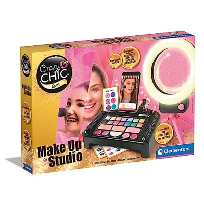 Image of Clementoni Crazy Chic Make Up Studio: Illuminated Set with Washable Cosmetics &amp; Professional Brushes for Kids (6+ Years )