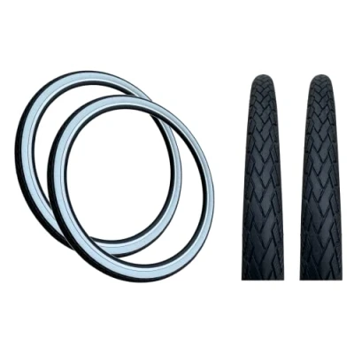 Image of PAIR Baldy&#039;s 700 x 38c WHITEWALL Hybrid Trekking Cycle Bike TYRES