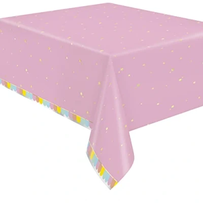 Image of Unique 16756 Plastic Foil Tablecloth 2.13 m x 1.37 Pastel Ice Cream Summer Party 1 Count (Pack of 1), Multicolour