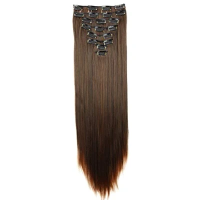 Image of CAISHA Xxl 20&quot; 8 PieCES Set Clip In Extensions Hair Extension Hairpiece Voluminous Straight Brown Mix CES208