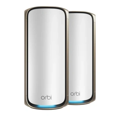 Image of NETGEAR Orbi Quad band WiFi 7 Mesh System (RBE972S) , Router &amp; 1 Satellite Extender Coverage up to 6,600 sq. ft. 200 Devices 10 Gbit Internet Port BE27000 802.11be (up 27Gbps)