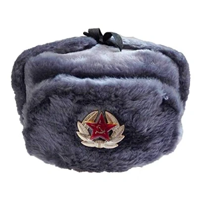 Image of FLAVES FASHION Mens Ushanka Cossack Russian Fake Fur Trapper Ski Hat Winter Warm Black (Grey)