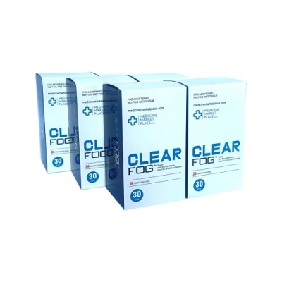 Image of Clear Fog Anti Wipes, Prevent Steamed Up Glasses, Glasses Cleaning, Wipes Lasts 24hrs, Lens Cleaning 6 Pack of 30 (180 Wipes)