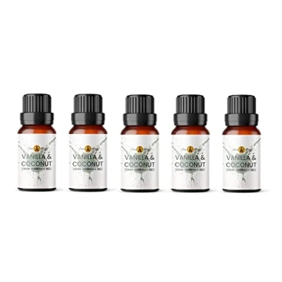 Image of Aroma Energy Vanilla &amp; Coconut Fragrance Oil 50ml (5 x 10ml) Highly Scented for Making Candle, Soap, Wax Melt, Diffuser etc