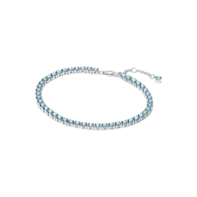 Image of Pandora Silver Sparkling Light Blue Tennis Bracelet 18cm