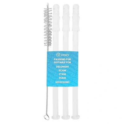 Image of DL pro 3x Milk Intake Tube 15.6 cm for Delonghi ECAM ETAM ESAM 5313232961 LatteCrema System Coffee Machine + Cleaning Brush