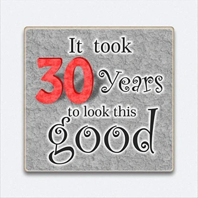 Image of Fridge Magnet Wooden 30th Birthday Gift 30 Token Present