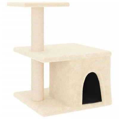 Image of vidaXL Cat Tree with Sisal Scratching Posts Cream 48 cm