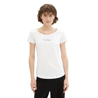 Image of TOM TAILOR Women&#039;s 1042624 Basic Jacquard Blouse Top with Broderie Embroidery, 10315 Whisper White, XL