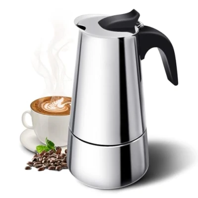 Image of Godmorn Stovetop Espresso Maker, Maker Induction Hob, Italian Coffee Induction, Moka Pot 450ml/9 Cup (Italian = 50ml), for Hob