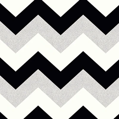 Image of Arthouse 892301 Glitterati Chevron Wallpaper, Black/Platinum