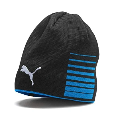 Image of Puma Mens Liga Reversible Beanie Hat, Electric Blue Lemonade Black