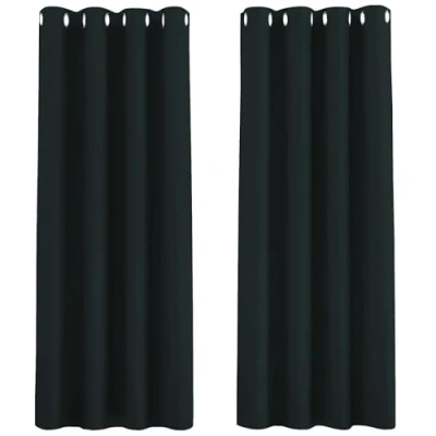 Image of Aspire Homeware Blackout Curtains Eyelet Black for Bedroom 66 x 72 Inch Drop Super Soft Thermal Insulated Ring Top Living Room Window Curtain &amp; Drapes Pair Panel + Tiebacks