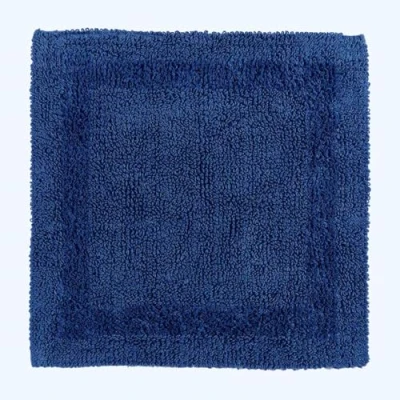 Image of HOMESCAPES Shower Mat, Luxury 1600gsm Bath Mat Extra Soft 100% Cotton, Reversible Bathroom Mats Non Slip, Washable, Super Absorbent, Quick Dry, Navy Blue Rug, 50x50 cm Square, Small