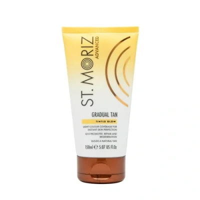 Image of St. Moriz Advanced Tinted Gradual Tanning Lotion Hydrating Tan Moisturiser with Anti Ageing Q10 &amp; Light Colour Coverage Builds up a Natural Glow in 1 to 3 Applications Vegan 150ml