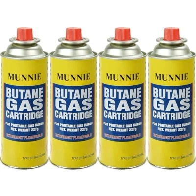 Image of Munnie Butane Gas Canisters Portable Canister for Outdoor Cooking Stove, Blowtorch, Barbecue, Weed Burner Cartridge Camping Cylinder Activities (4 Pack)